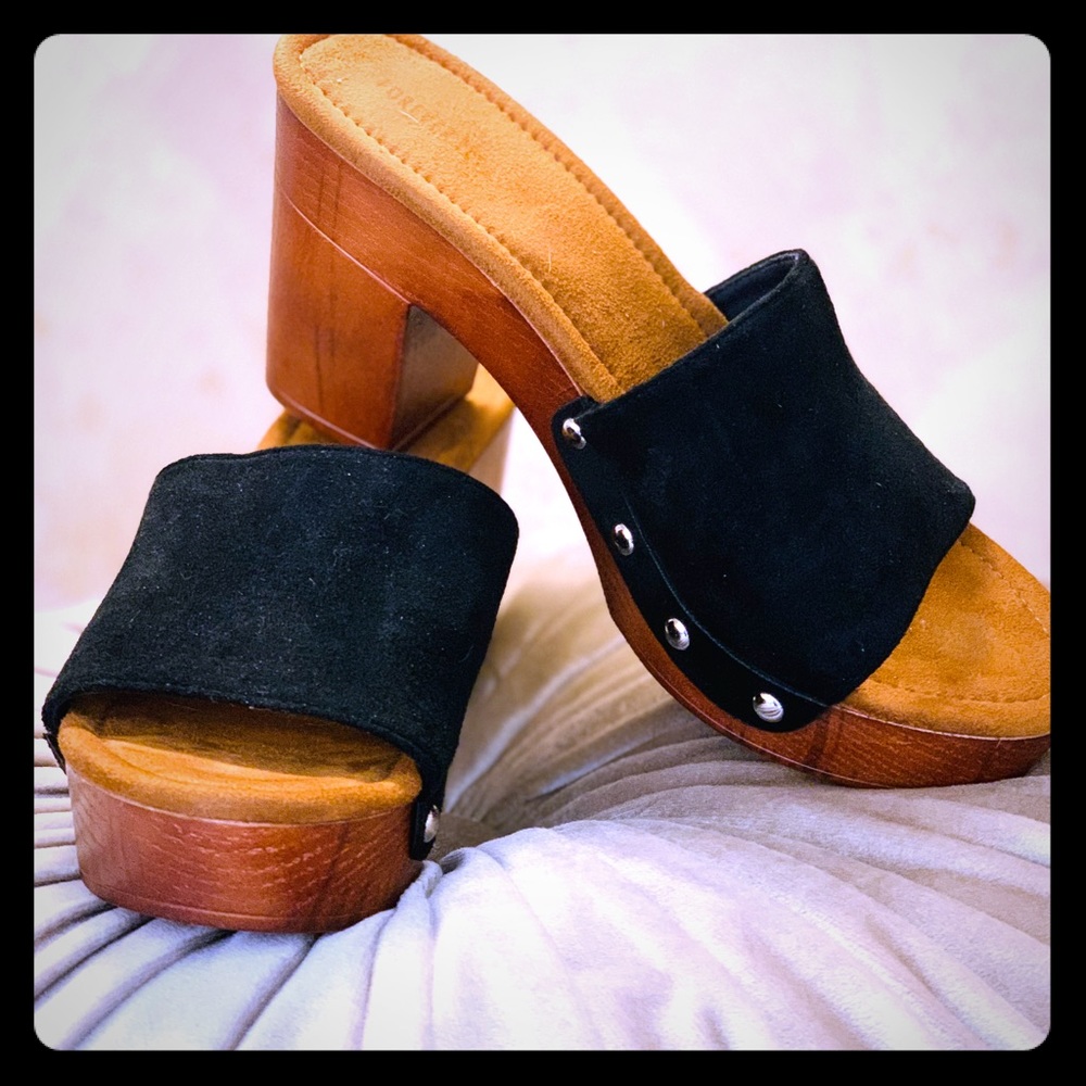 Slip on open toe mules